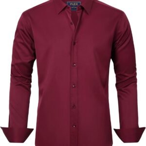 J.VER Men’s Dress Shirts Solid Long Sleeve Stretch Wrinkle-Free Formal Shirt Business Casual Button Down Shirts