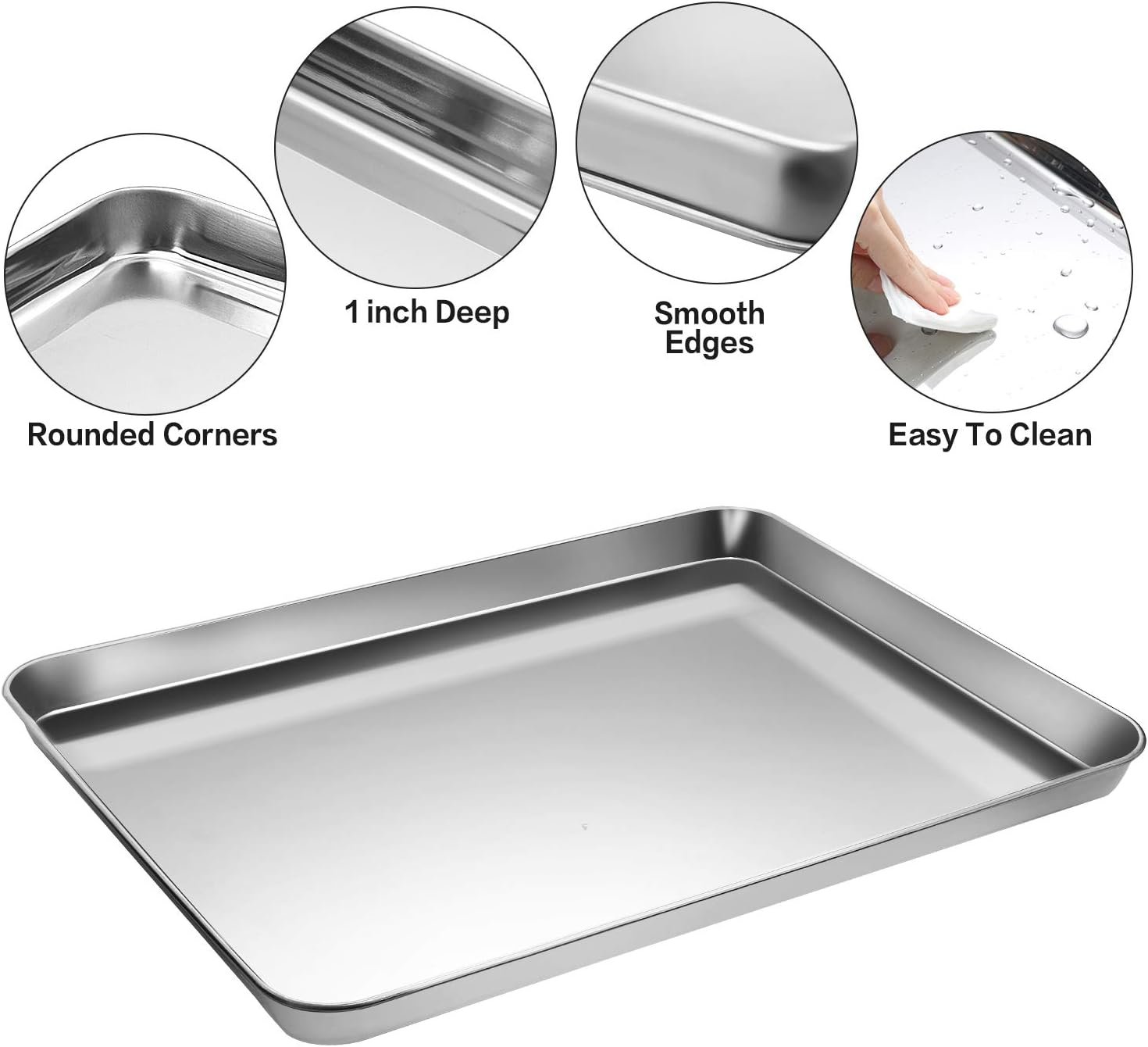 Stainless Steel Baking Sheet Tray Cooling Rack with Silicone Baking Mat Set, Cookie Pan with Cooling Rack, Set of 9 (3 Sheets + 3 Racks + 3 Mats), 10/12/16 Inch, Easy Clean - Image 3