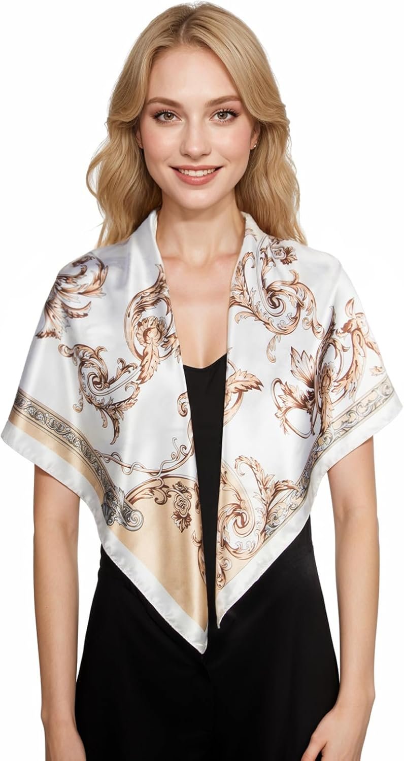 RIIQIICHY Head Scarf for Women Like Silk Scarf Hair Scarf Printed Square Scarf Bandanas for Women 35 Inches - Image 4