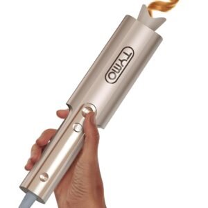 TYMO CurlPro Plus Automatic Rotating Curling Iron – Upgraded Long Barrel Curling Wand for Long Hair, Ceramic Hair Curler for Women, Anti-Scald, Tangle-Free, 600M Ionic, Dual Voltage, Gold, 1 Inch