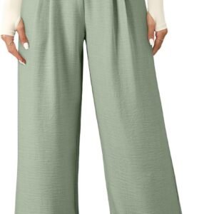EVALESS Women’s Wide Leg Pants High Waisted Business Work Casual Trousers 2026 Summer Comfy Palazzo Pants with Pockets