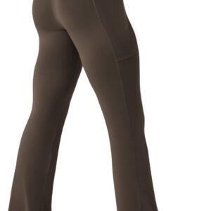 Womens Yoga Pants with Pockets High Waisted Flare Leggings Bell Bottom Yoga Dress Pants Seamless Bootcut Pants