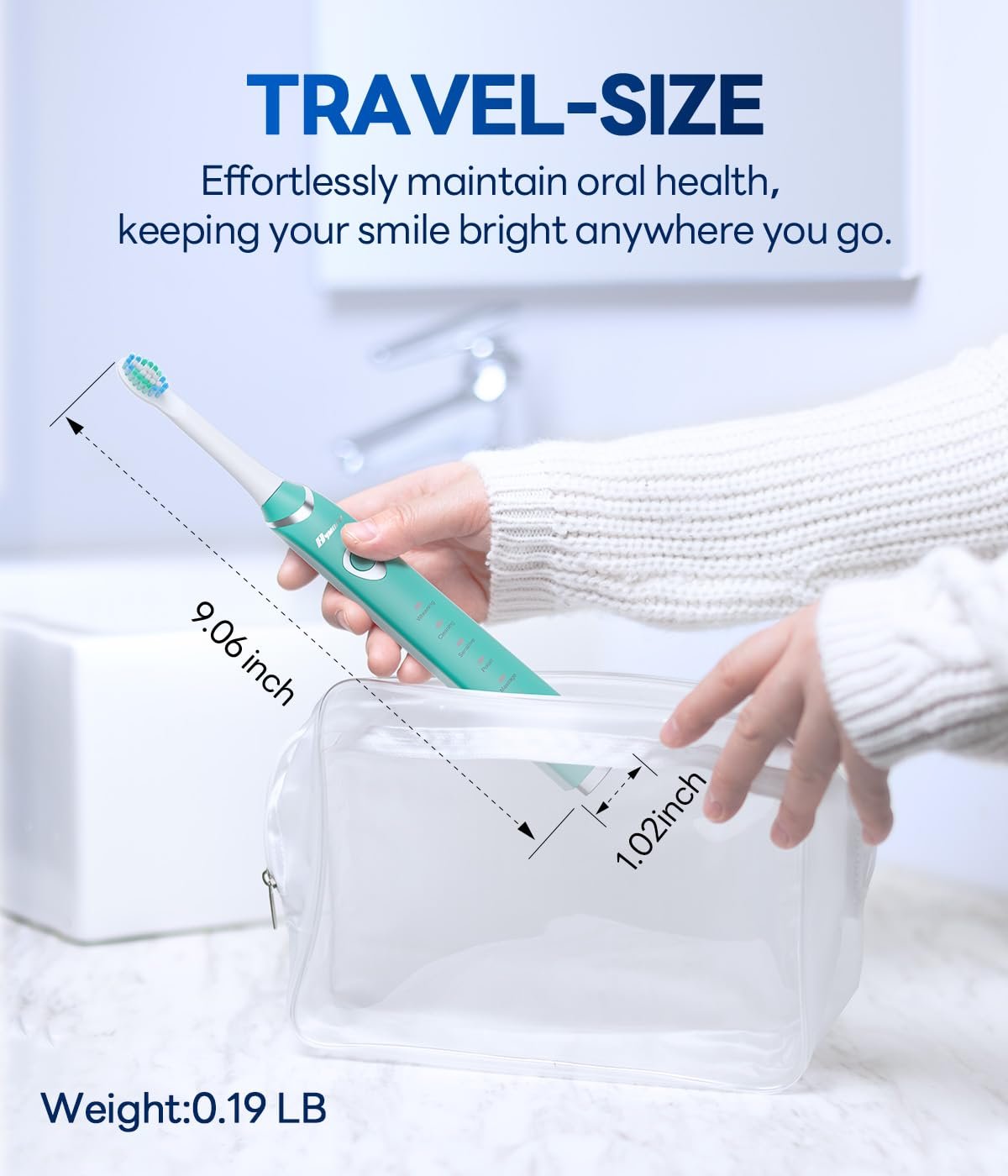 Bymore Electric Toothbrush for Adults,Kids ElectricToothbrush,Travel Sonic Kids Toothbrush with 8 Replacement Heads,Ultra Soft RechargeableToothbrush-Blue - Image 7