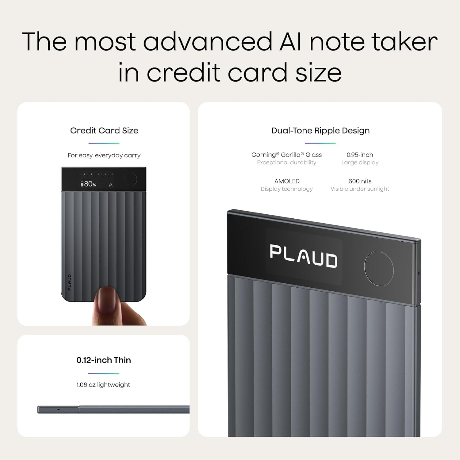 Plaud Note Pro AI Voice Recorder, Transcribe & Summarize with AI, App Control, Note Taker for Meetings & Calls, Supports 112 Languages, Ultra-Slim w/InstantView Display, Case Included, Black - Image 7