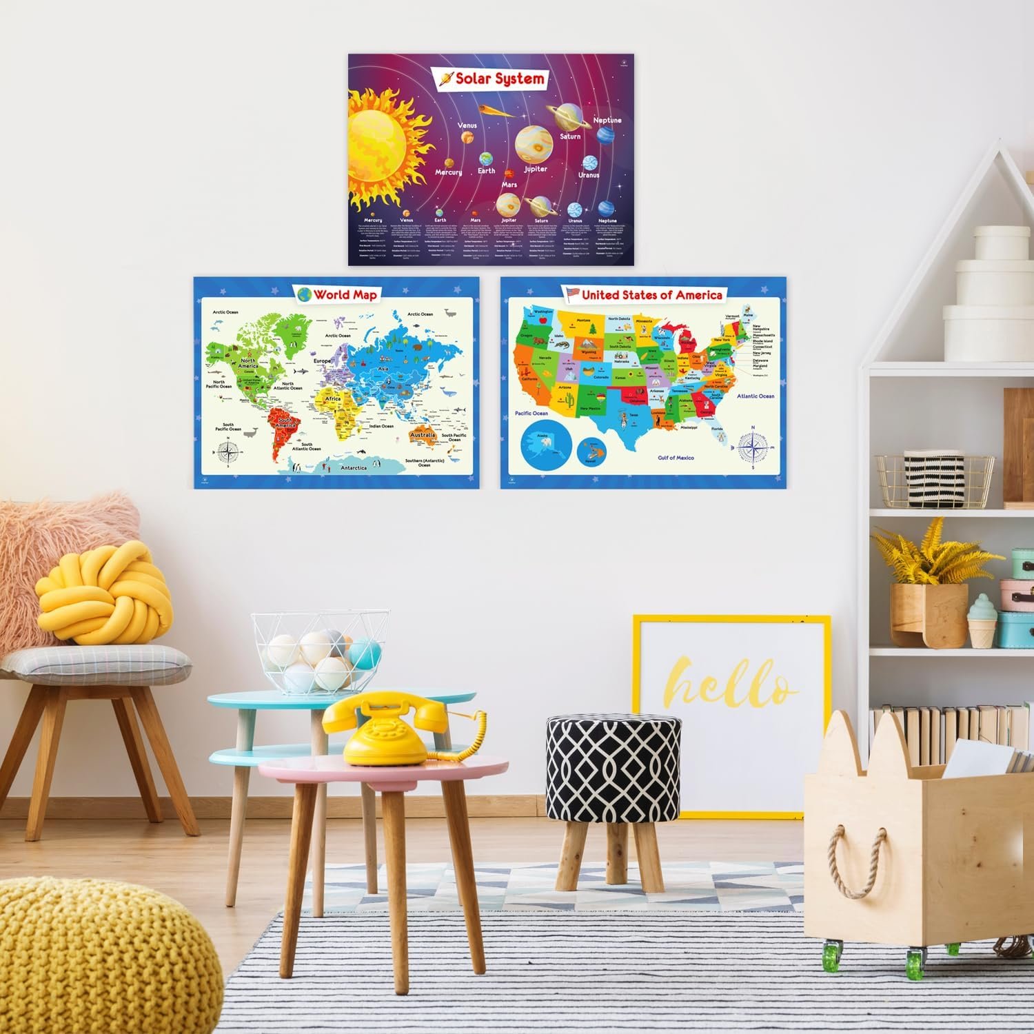 26 Set of 50 Educational Posters for Kids - Multiplication Chart, Periodic Table, USA, World Map, Sight Words, Word Families, Homeschool Supplies, Classroom Decorations - Laminated & Flat, 17x11 - Image 9