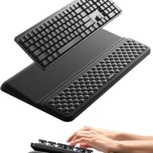 Vaydeer Wrist Rest with Keyboard Stand, Computer Wrist Support Pad, Ergonomic Keyboard Riser Holder Lifter Tray with Wrist Pad, Soft Memory Foam Desk Cushion, Palm Hand Typing for Office Home School