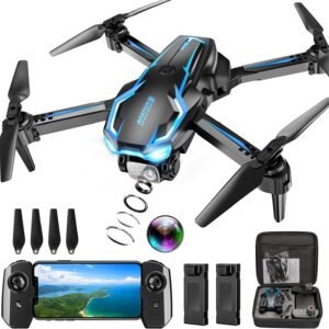2K HD FPV Drone with Camera for Adults – Altitude Hold, One-Key Takeoff/Landing, 3 Speed Modes, Headless Mode, 2 Batteries, Foldable & Portable, Best Gifts for Beginners, Teen Boys & Girls