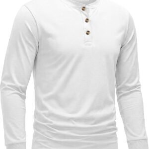EKLENTSON Men’s Long Sleeve Henley Shirts Casual Cotton Shirt Soft Lightweight Pullover 3-Button Shirt Spring Basic Tops