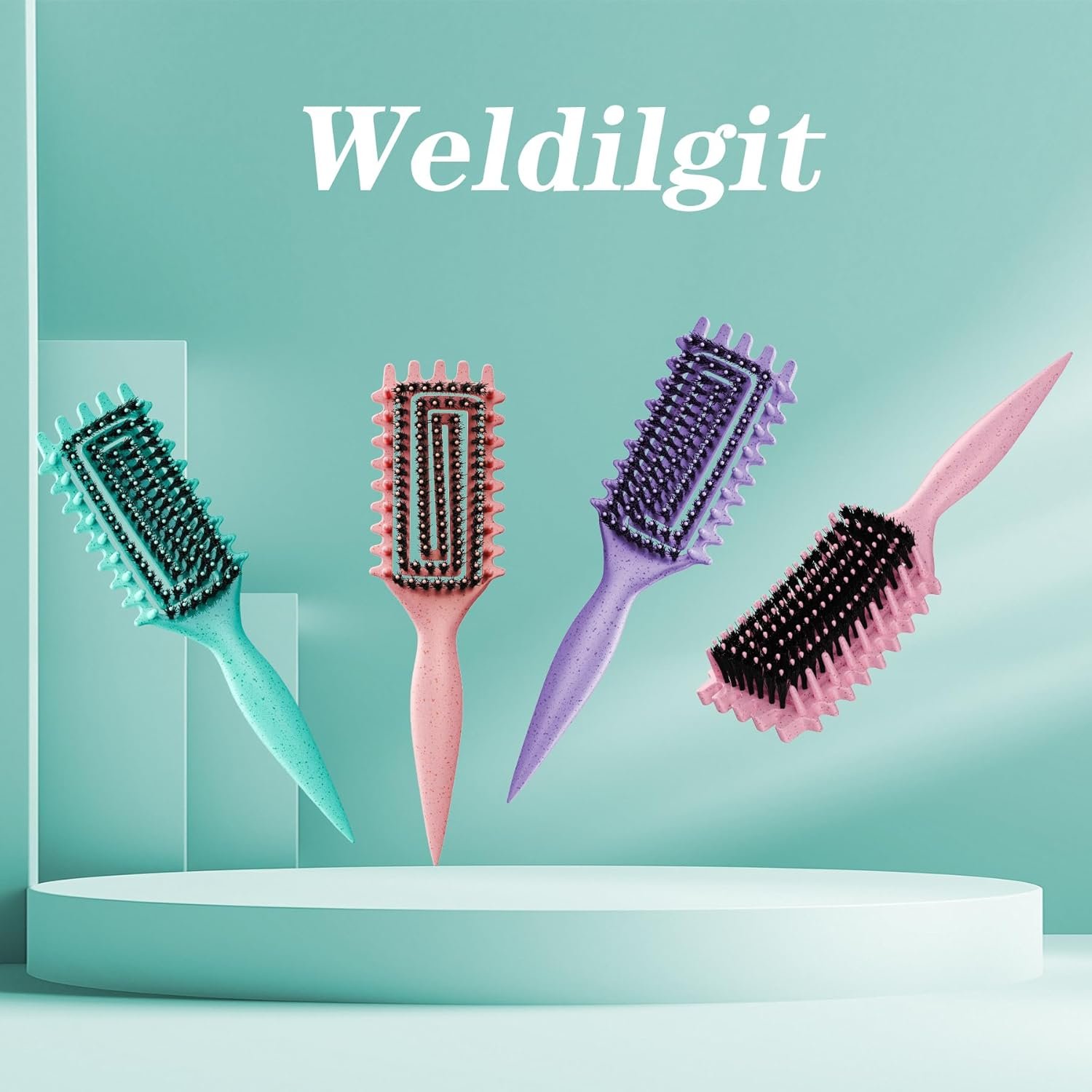 Curly Hair Brush, Curl Defining Brush with Soft Boar Bristles Detangling Tangled Glides, Wide-Teeth Design Effortlessly Shaping & Defining Curls, Curling Definer for Wet & Dry Hair (Green) - Image 7