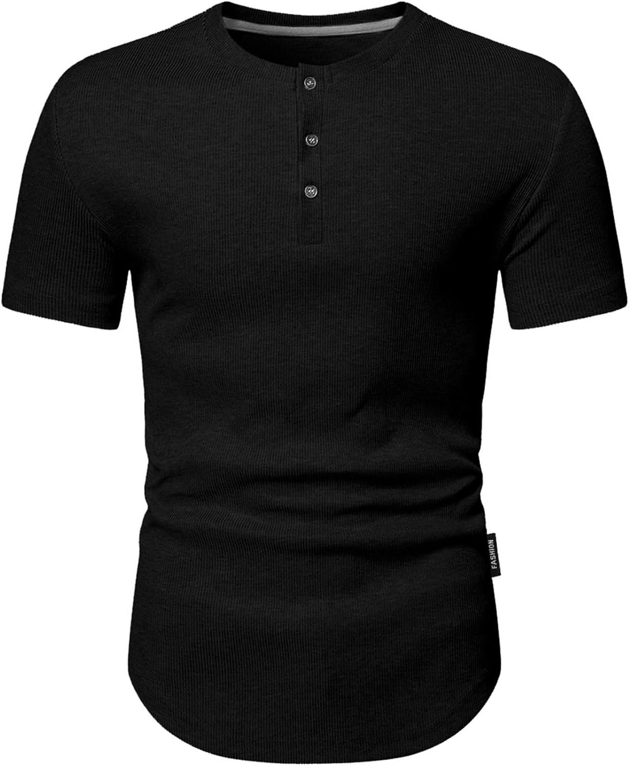 JMIERR Men's Muscle Slim Henley Shirts Crewneck Longline T-Shirt Gym Workout Athletic Shirt Tees with Button - Image 7