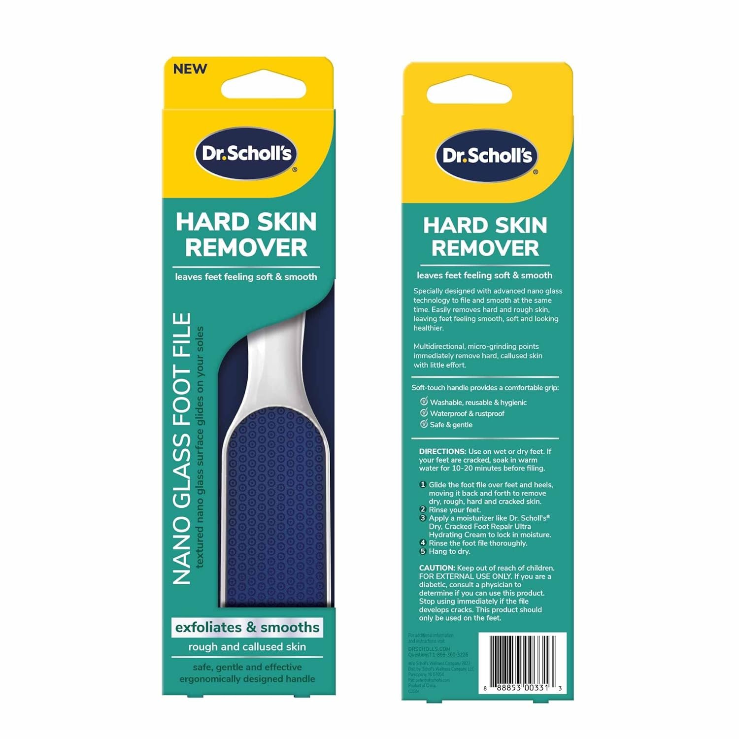 Dr. Scholl's Hard Skin Remover Nano Glass Foot File - Foot Callus Remover, Durable Foot Scrubber, Dead Skin Remover, Hygienic Pedicure Tool, Long Lasting Foot Buffer, Soft Smooth Feet - Image 2