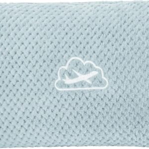 BEDELITE Travel Blanket with Bag, Ultra-Soft Jacquard Fleece Blanket with Luggage Sleeve & Backpack Clip, Airplane Blanket Travel Essentials, Blue