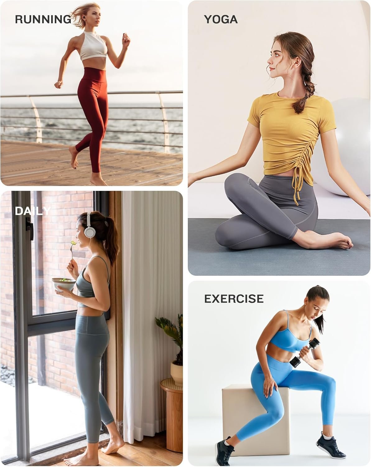 NORMOV 4 Packs Yoga Leggings with Pockets for Women, Soft High Waisted Tummy Control Workout Pants - Image 7