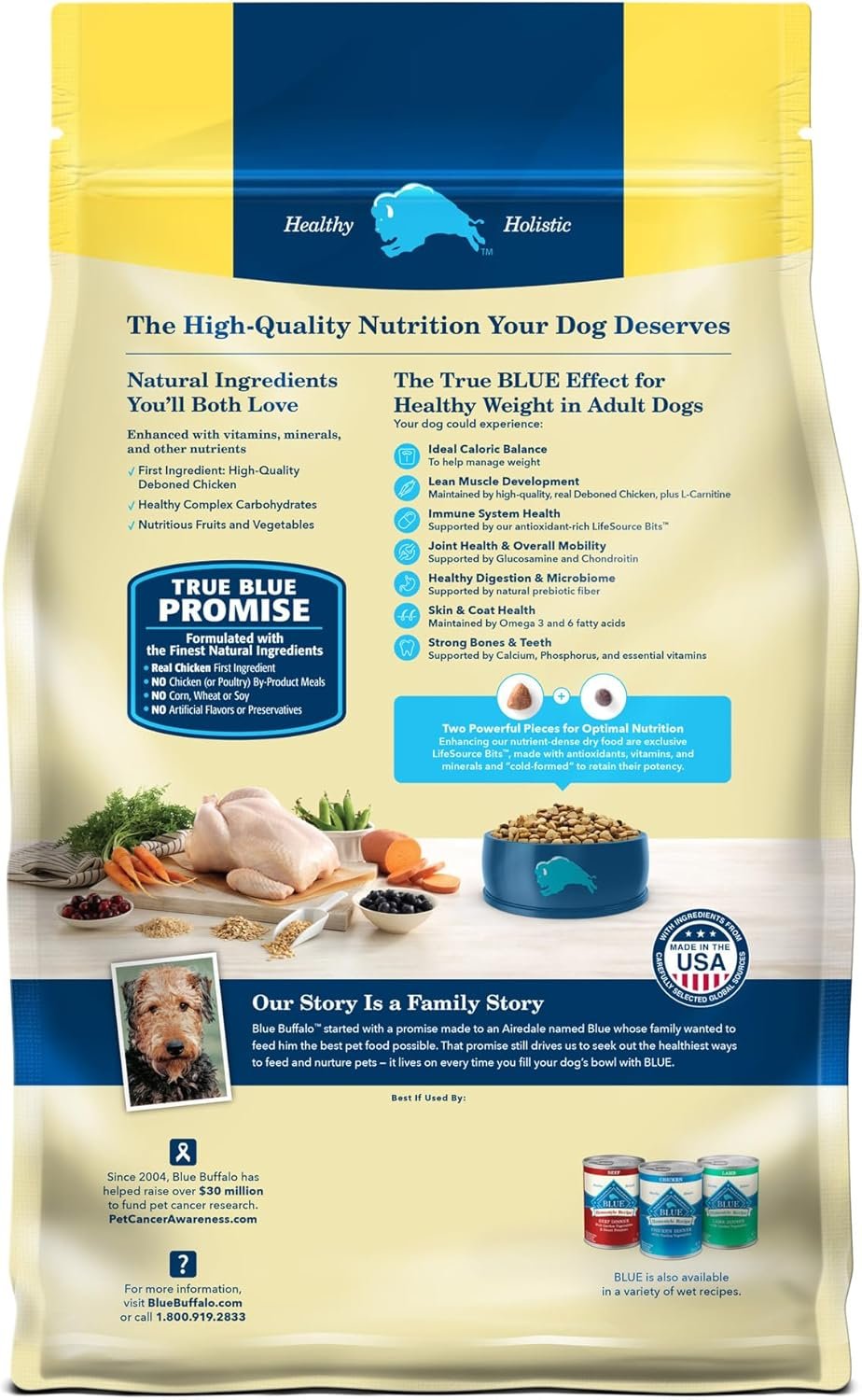 Blue Buffalo Life Protection Formula Healthy Weight Adult Dry Dog Food, Supports an Ideal Weight, Made with Natural Ingredients, Chicken & Brown Rice Recipe, 30-lb Bag - Image 2