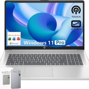 HP 17.3″ Touchscreen Laptop for Home Office, AMD Ryzen 5 7530U (6-Core), 16GB RAM, 512GB SSD, Wi-Fi 6, Windows 11 Pro, Numeric Keypad, HDMI, Fast Charge, AI Copilot, w/AI Voice Recorder