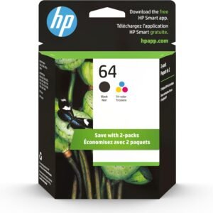 HP 64 Black & Tri-Color Ink Cartridges Printers (Combo Pack) | Works with Printer Series: Inspire 7950e; Envy Photo 6200, 7100, 7800; Tango | Eligible for Instant Ink | X4D92AN