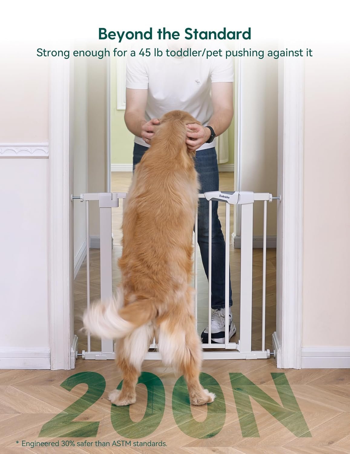 Babelio 29-55 Inch Extra Wide Baby/Dog Gate, PressGuard P7, Metal Auto Close, Pressure Mounted Pet Door for Doorways, NO Need Tools and Drilling, with Wall Cups, White - Image 2