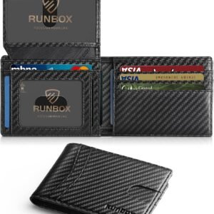 RUNBOX Wallet for Men Slim Rfid Leather 2 ID Window With Gift Box | Slim, Rfid, 2 ID Window, With Gift Box, Slim, Rfid