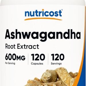 Nutricost Ashwagandha Herbal Supplement 600mg, 120 Capsules – Vegetarian, Non-GMO, Gluten Free, Ashwagandha Root
