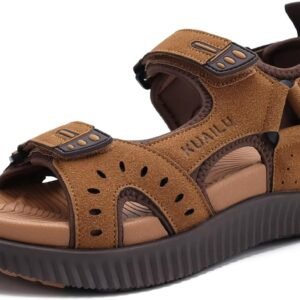 KuaiLu Mens Hiking Sandals With Arch Support Sport Recovery Athletic Walking Sandals For Man Outdoor Summer Casual Thick Cushion Beach Water Fisherman Sandal Size 7-15