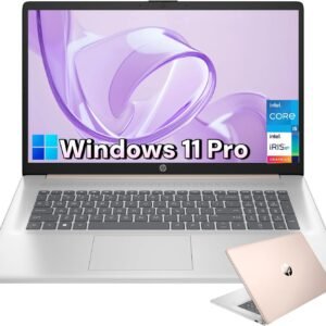 HP 17t Touchscreen Laptop Computer – 17.3′ HD Anti-Glare Display, Intel Core i5-1335U, Intel Iris Xe Graphics, 16GB RAM + 512GB SSD, Wi-Fi, Webcam, HDMI, Windows 11 Pro, Rose Gold