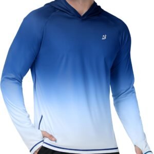 Roadbox Men’s UPF 50+ Sun Hoodie, UV Hooded Long Sleeve Fishing Shirts, Lightweight SPF Rash Guard for Outdoor Hiking Swim
