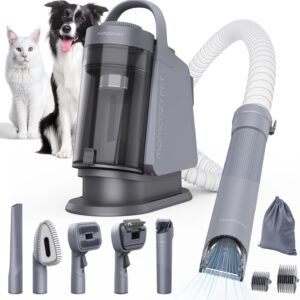 Dog Grooming Kit, FurEase Dog Grooming Vacuum with Dog Clippers for Grooming, 13000Pa Powerful Dog Vacuum for Shedding Grooming with 5 Pet Grooming Tools
