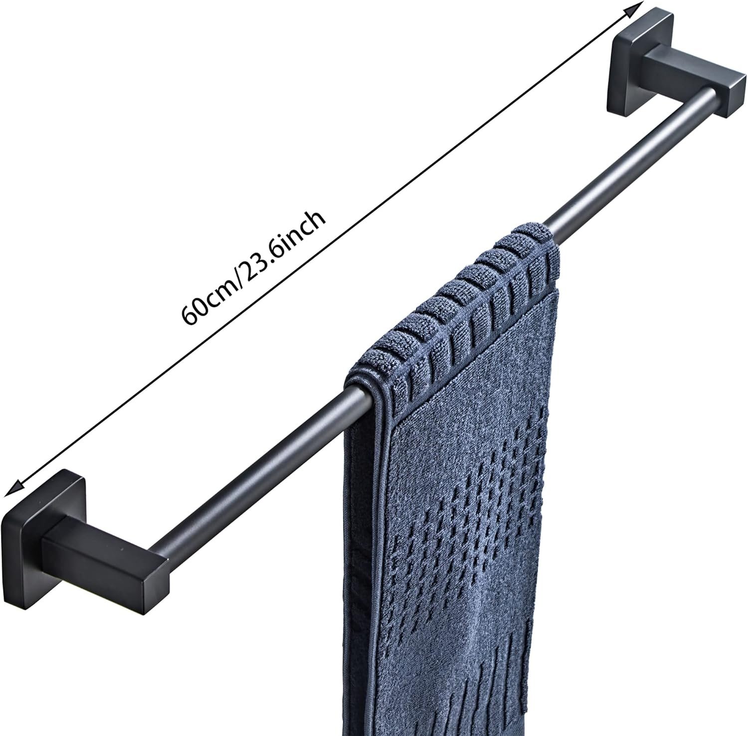Matte Black Bathroom Hardware Set 4 Pieces,Bathroom Accessories Set Stainless Steel Wall Mounted, Hand Towel Bar, Towel Ring, Robe Towel Hooks,Toilet Paper Holder,Towel Bar Set, 23.6 Inch - Image 3