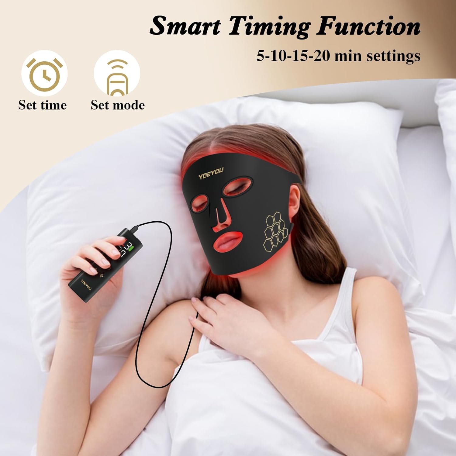 Red Light Therapy for Face, 850nm Near Infrared LED Face Mask, 4 Light Modes, Portable Rechargeable Red Light Therapy Mask Skincare Device for Facial Rejuvenation - Image 7