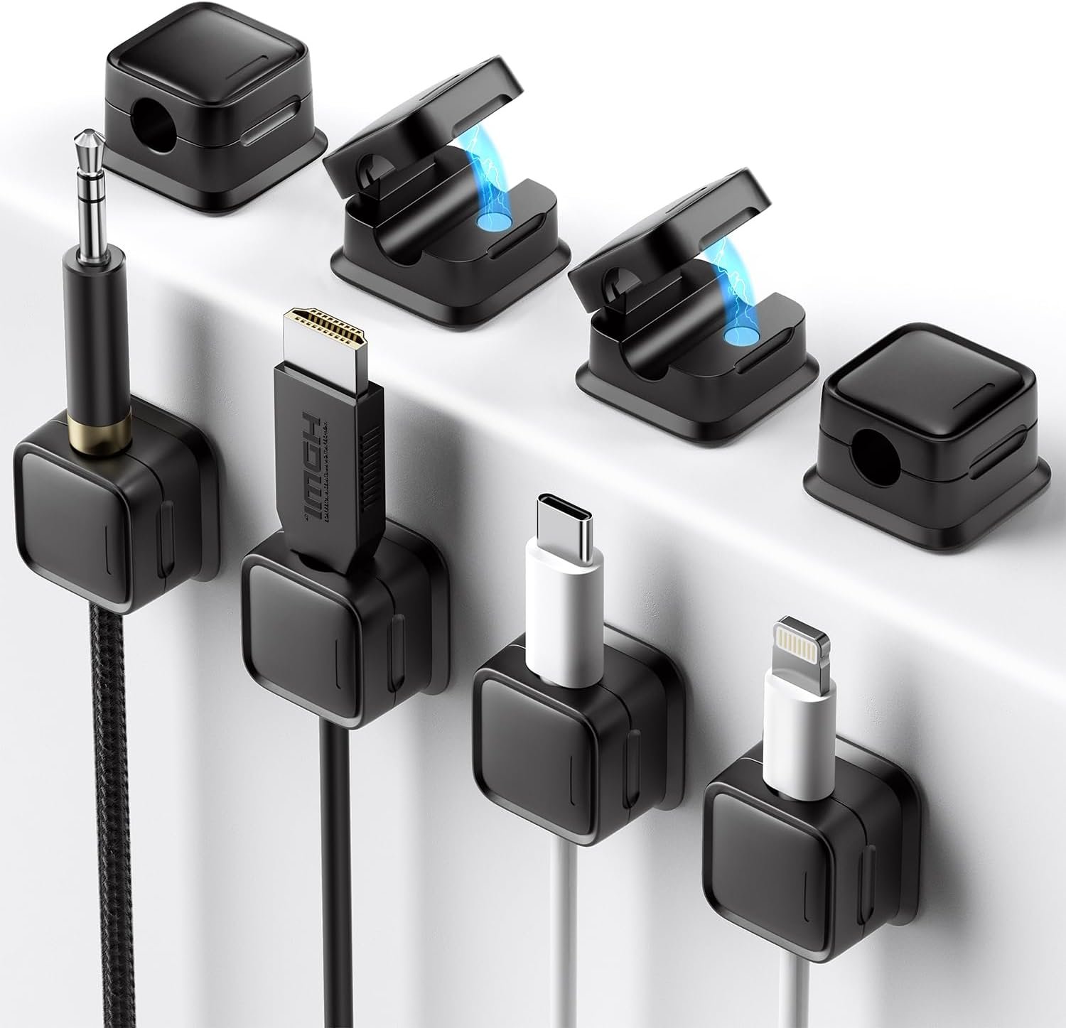 8 Pack Cord Organizer Holder,Costop Strong Adhesive Desk Cable Management Magnetic Easy Open,Organize Phone Charging Cords Wire Holder Organizer Neatly for Home,Office,Car,Desk,Nightstand