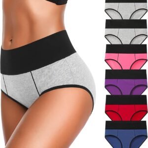 Eiggam Underwear for Women Cotton High Waist Panties Full Coverage Briefs Soft Strech Ladies Breathable Panties-Multi Pack
