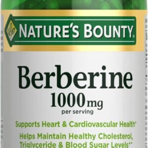 Nature’s Bounty Berberine 1000mg Capsules, Supports Heart Health, Cholesterol & Blood Sugar Levels in a Normal Range, Non-GMO Supplement, 60 Count
