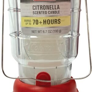 Coleman 70+ Hour Citronella Candle Outdoor Lantern, Classic Design with Easy Carry and Hang Handle, Extended Burn Time for Camping, Picnics, and Patio Ambiance, 6.7 oz, Red