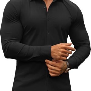 COOFANDY Men’s Muscle Fit Dress Shirts Wrinkle-Free Long Sleeve Casual Button Down Shirts