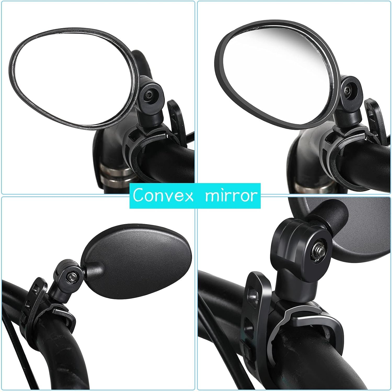 Hestya 2 Pcs Bike Mirror 360 Degree Adjustable Safe Rotatable Handlebar Mirror Bicycle Accessories Shockproof Acrylic Convex for Mountain Road Bike - Image 4
