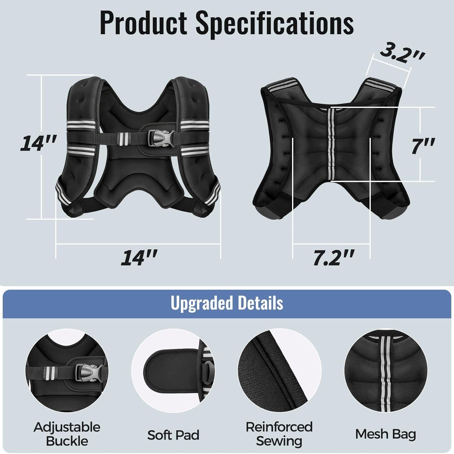 Weighted Vest for Women & Men with Reflective Stripe and Adjustable Buckle, Comfortable & Durable Rucking Vest for Walking, Running & Strength Training - Image 6