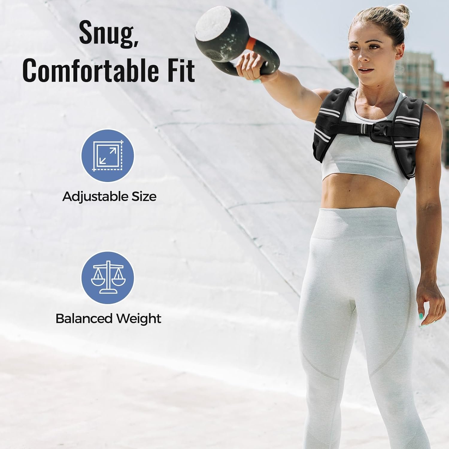 Weighted Vest for Women & Men with Reflective Stripe and Adjustable Buckle, Comfortable & Durable Rucking Vest for Walking, Running & Strength Training - Image 3