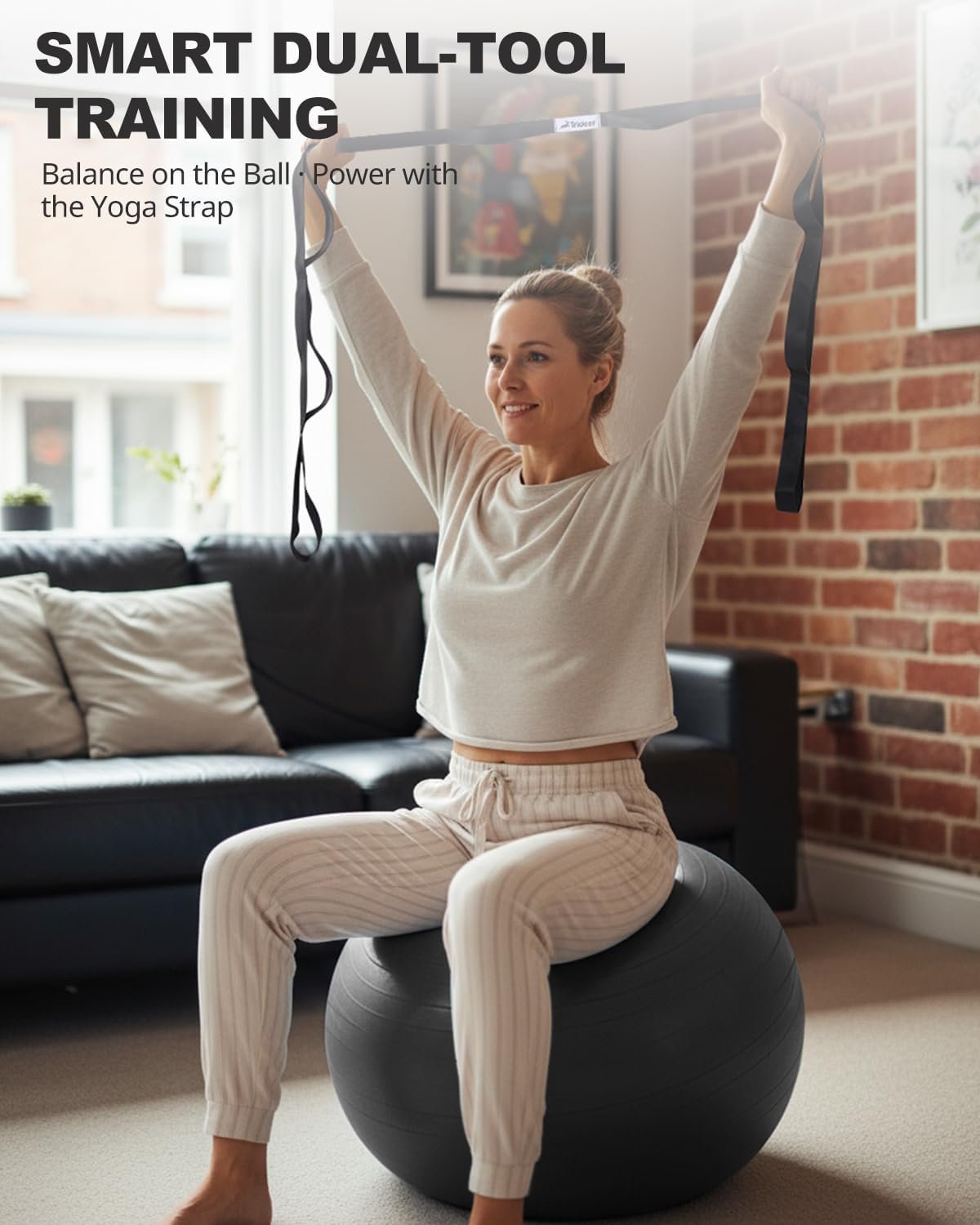 Trideer Exercise Ball for Yoga, Pilates & Fitness – Stability Ball Equipment for Home Gym & Office Chair, Core & Balance Training Accessories, Physical Therapy Equipment, Quick Pump Included, 5 Sizes - Image 6