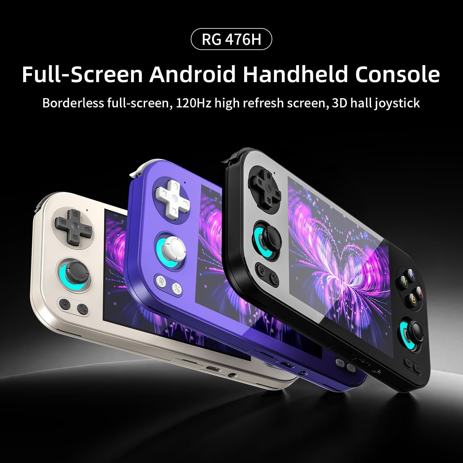 RG476H Retro Game Console Android 13 System Unisoc T820 RG 476H Handheld Game 4.7-inch LTPS Multi-Touch Screen Online Fighting Joystick Supports Output WiFi 5000mAh 8+ 128GB (RG476H-Black-new) - Image 2