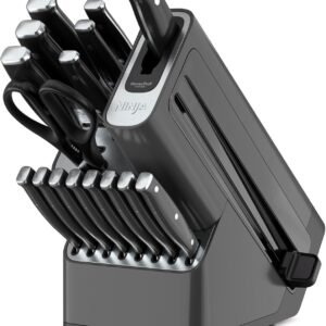 Ninja K32017 Foodi NeverDull Premium Knife System, 17 Piece Knife Block Set with Built-in Sharpener, German Stainless Steel Knives, Black