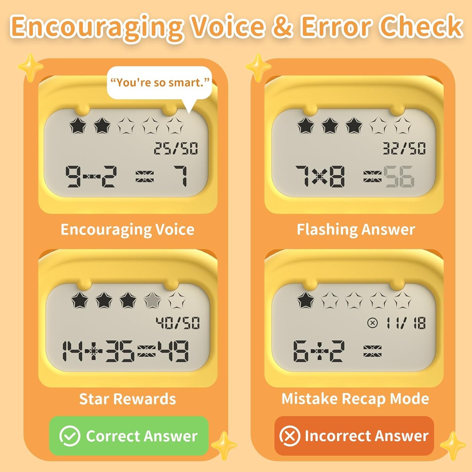 alilo Math Games for Kids Ages 5-12, Portable Math Toys for Practicing Addition, Subtraction, Multiplication and Division, Fun Educational Toy with 5 Modes, 19 Math Games, and 50K Math Questions - Image 4