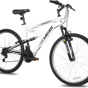WEIZE Mountain Bike, 26/27.5 inch Outdoor Cycling Bike,18-Speed/High-Carbon Steel/Dual Full Suspension, Adjustable Ergonomic Seat for Men Women Adult, MTB Bicycle with Suspension Fork,Sleek Colors