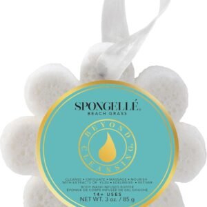 Spongellé Beach Grass Wild Flower Bath Sponge | Built-in Body Wash & Body Scrubber, Shower Loofah Sponge for Women | 14+ uses