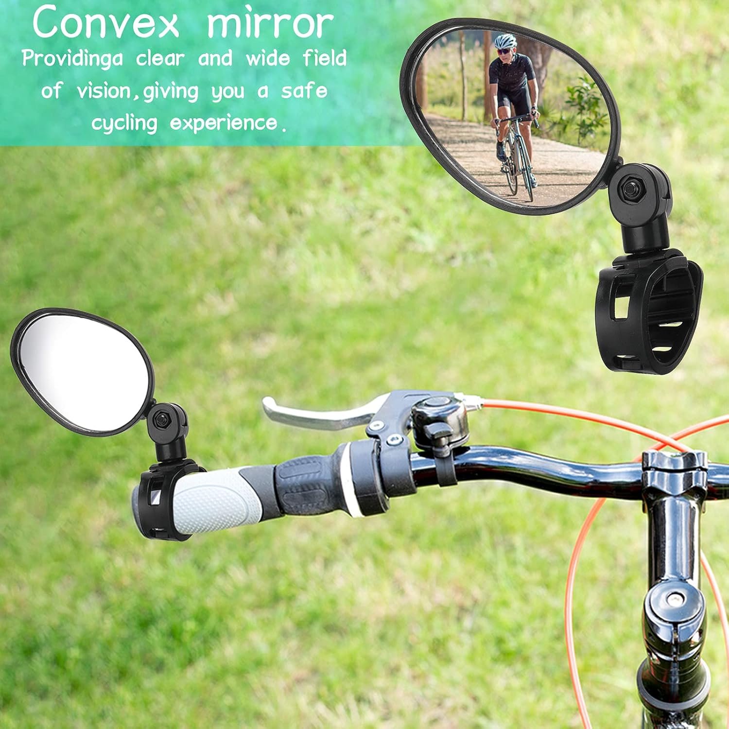 Hestya 2 Pcs Bike Mirror 360 Degree Adjustable Safe Rotatable Handlebar Mirror Bicycle Accessories Shockproof Acrylic Convex for Mountain Road Bike - Image 3