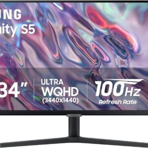 SAMSUNG 34″ ViewFinity S50GC Series Ultra-WQHD Monitor, 100Hz, 5ms, HDR10, AMD FreeSync, Eye Care, Borderless Design, PIP, PBP, LS34C502GANXZA, 2023, Black