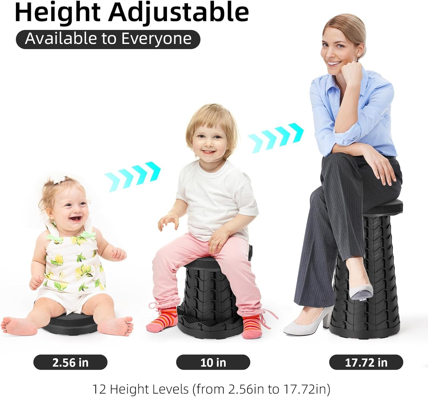 Collapsible Stool, Folding Chair - Upgraded Portable Chair with Load Capacity 400lbs, Portable Stool for Camping Fishing Hiking - Folding Tool with Carrying Straps,Gifts for Fisherman (Black) - Image 3