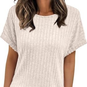 AUTOMET Women Summer Tops 2026 Spring Sweaters Dressy Casual Short Sleeve Shirts Business Blouses