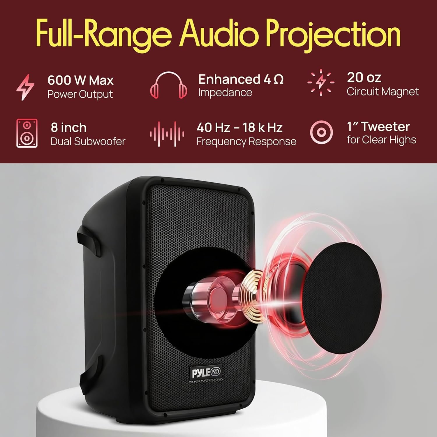 Pyle PA Speaker DJ Mixer Bundle - 300 W Portable Wireless Bluetooth Sound System w/ USB SD XLR 1/4" RCA Inputs - Dual Speaker, Mixer, Microphone, Stand, Cable - Home/Outdoor Party - PPHP28AMX,Black - Image 2