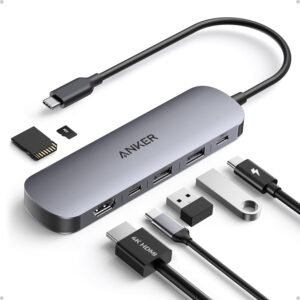 Anker USB C Hub, 7in1 Multi-Port USB Adapter for Laptop/Mac, 4K@60Hz USB C to HDMI Splitter, 85W Max PD, 2 USB 3.0 & 1 USBC Data Ports, SD/TF Card Reader, for Type C Devices (Charger Not Included)
