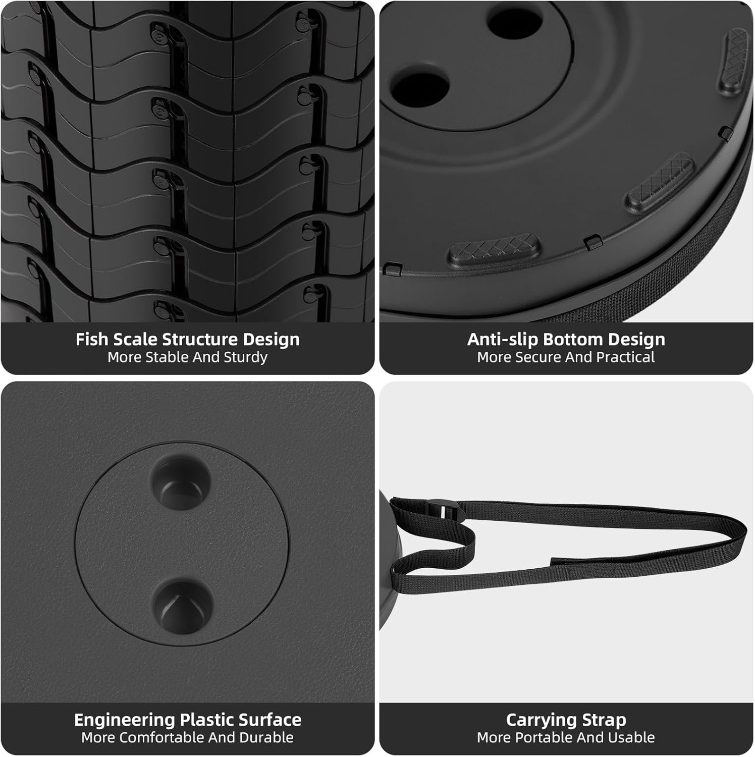 Collapsible Stool, Folding Chair - Upgraded Portable Chair with Load Capacity 400lbs, Portable Stool for Camping Fishing Hiking - Folding Tool with Carrying Straps,Gifts for Fisherman (Black) - Image 5